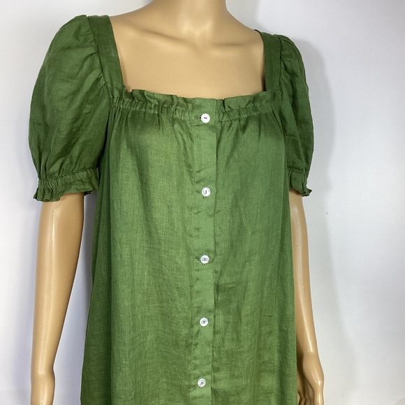 SLEEPER | Brigitte Button Down Moss Green Midi Dress in Size Medium - Picture 3 of 9